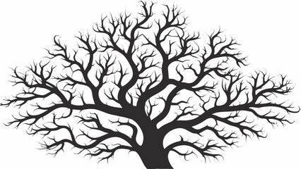 Obraz premium Striking bare tree silhouette with intricate branches creates a dramatic, natural design element