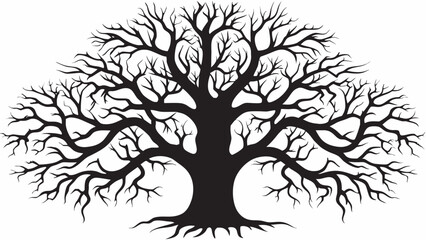 Fototapeta premium Striking silhouette of a bare tree with intricate branches, symbolizing growth and nature's resilience.