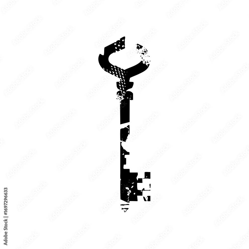 Aufkleber vector abstract key with distressed texture.