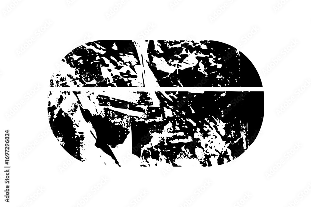 Poster vector abstract divided face with textured shapes