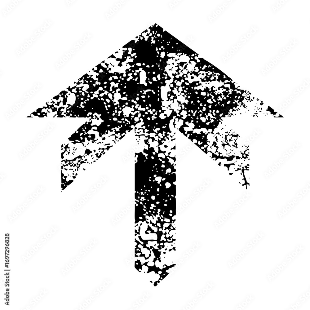 Aufkleber vector distressed upward arrow points to progress and direction.