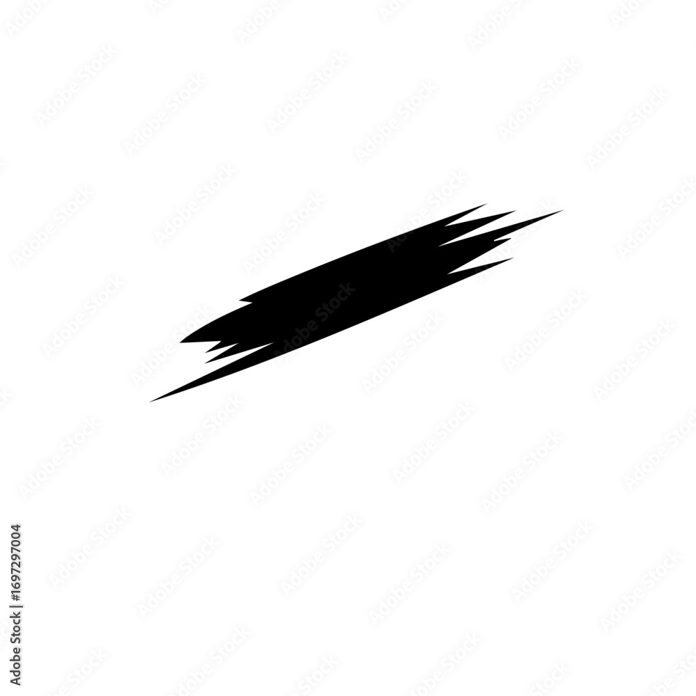 Poster vector abstract black slash with jagged edges.
