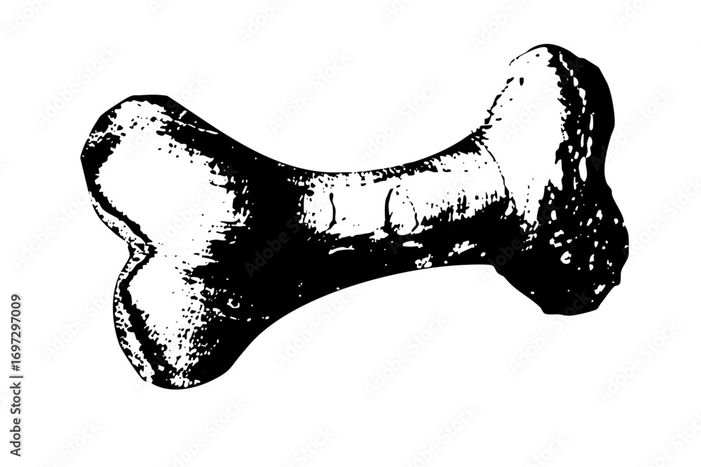 Poster vector black and white bone with a textured distressed effect.