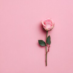 Elegant Pink Rose on Soft Pink Background for Romantic Themes and Floral Designs in Minimalist Style