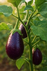 Midnight Purple: Fresh Eggplants in Natural Light