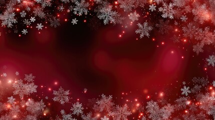 Deep Red Gradient With Floating Transparent Snowflak
