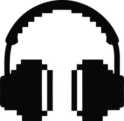 Pixel headphone vector icon .