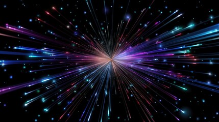 Fototapeta premium Vibrant Fireworks Burst Radiating Over Dark Background