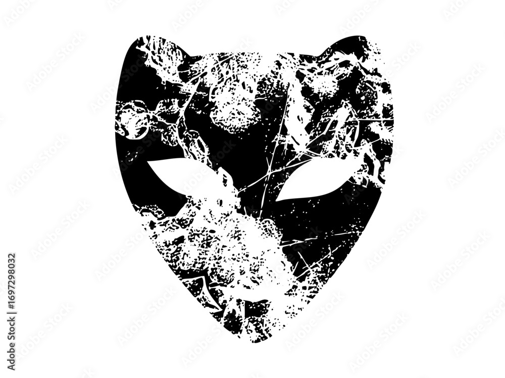 Aufkleber vector distressed feline mask with sharp edges.