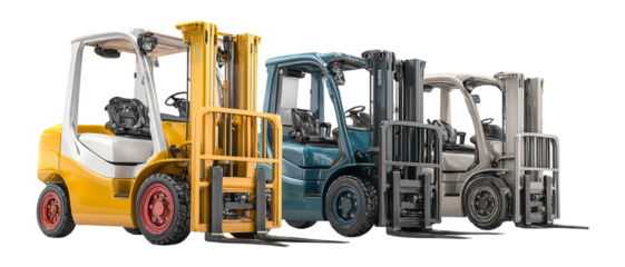 Colorful Modern Forklifts for Industrial Warehouse Transportation