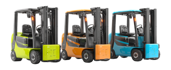 Colorful Forklifts for Warehouse Operations and Material Handling