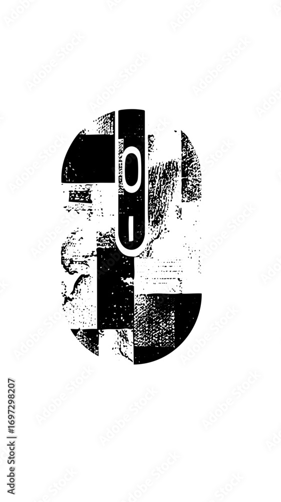 Poster vector abstract face portrait with geometric shapes and central oval element.