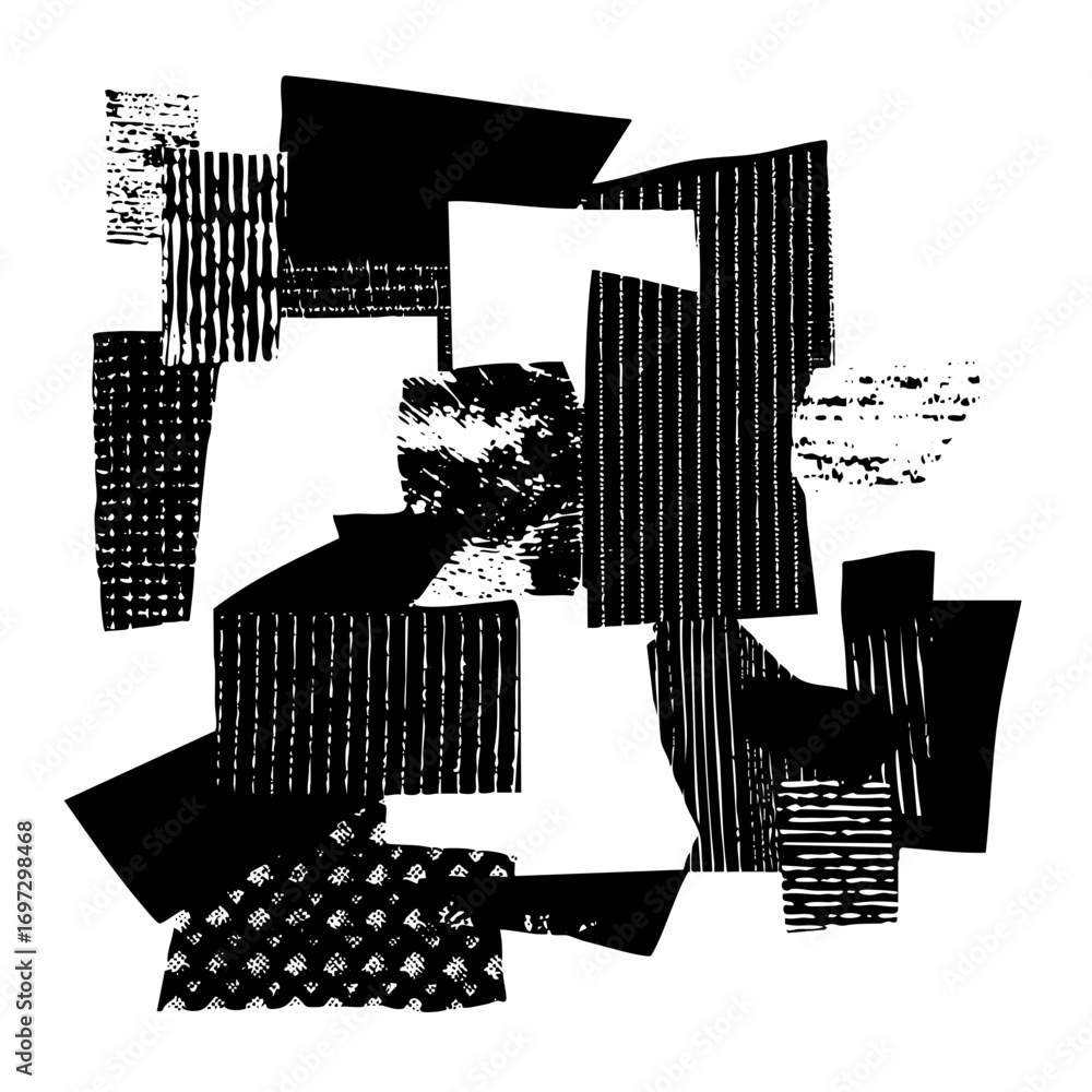 Poster vector abstract geometric shapes with varied textures create a dynamic composition.
