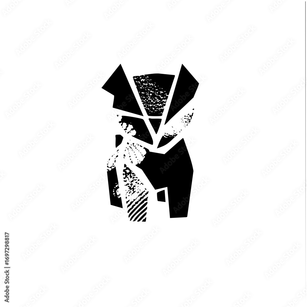 Poster vector abstract figures embrace in a dynamic monochrome .