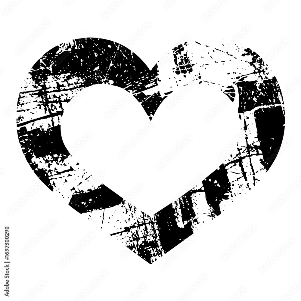 Poster vector distressed heart shape with textured edges.