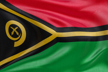 Flag of Vanuatu in motion, realistic textile folds and ripples, symbolizing heritage and unity.