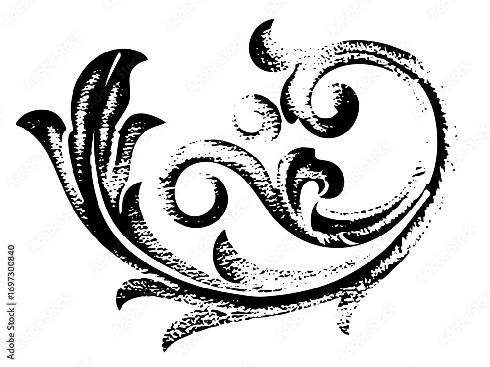 Poster vector elegant floral scrollwork features intricate curves and foliage.