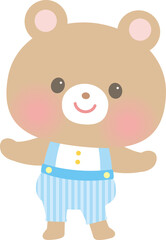 Childcare and children's animal companions_Smiling bear blue with outstretched arms｜保育・子供向け動物の仲間_両手を広げた笑顔のくま ブルー