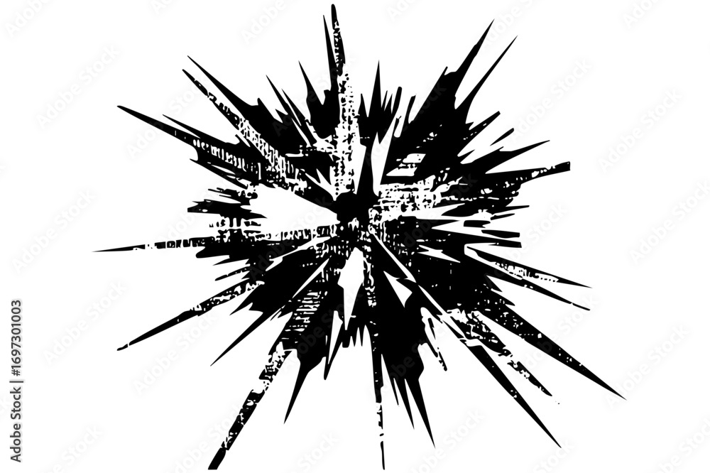 Poster vector dynamic burst of jagged spiky shapes creates an energetic explosion.