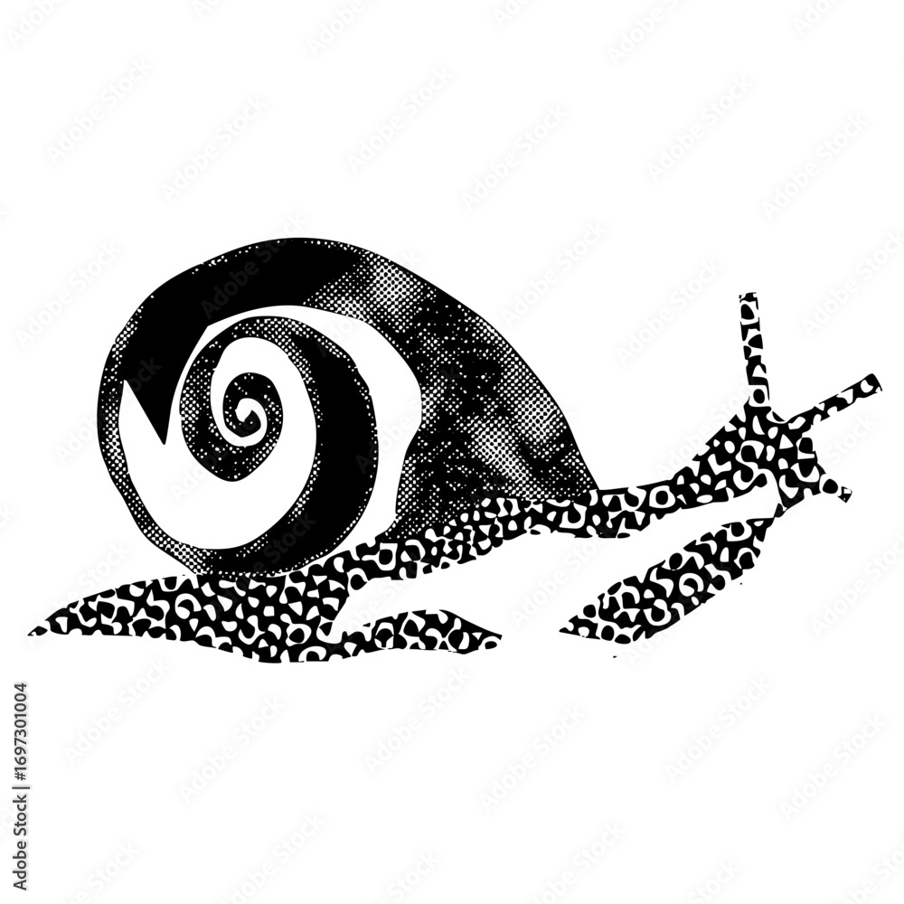 Poster vector detailed snail features a patterned and body.