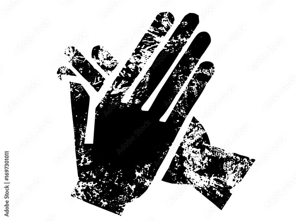 Poster vector distressed handprint conveys a sense of warning or protection.