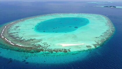 Aerial View of a Turquoise Lagoon Atoll