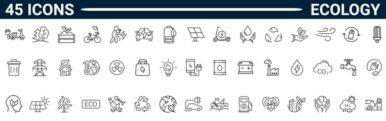 Ecology Line Editable Icons set. Editable stroke. Vector illustration