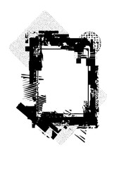 Fototapeta premium Vector Abstract fragmented square frame with textured edges.