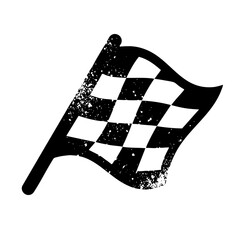 Fototapeta premium Vector Waving checkered flag with distressed texture.