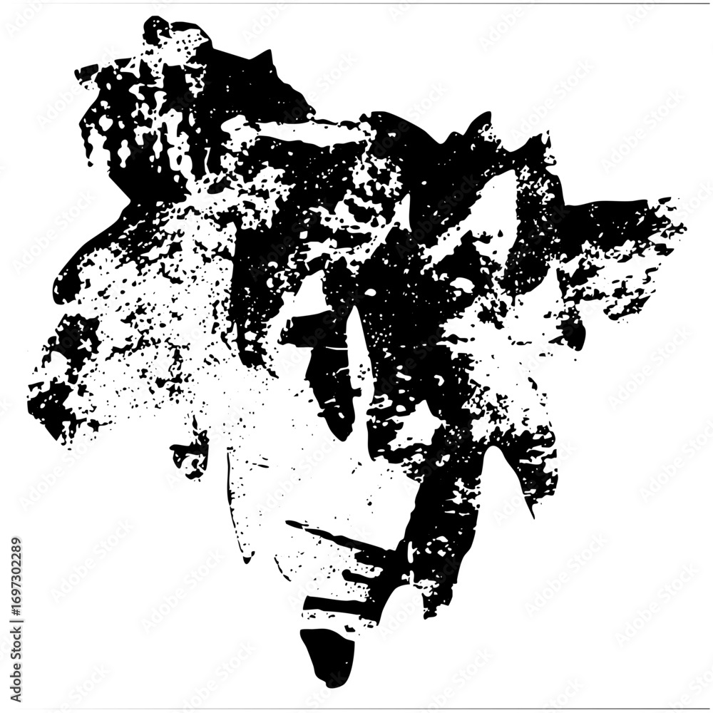 Poster vector abstract portrait of a face with textured black shapes.