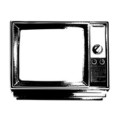 Vector Vintage television set with knobs and blank screen.