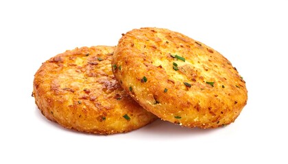 Two golden-brown patties stacked