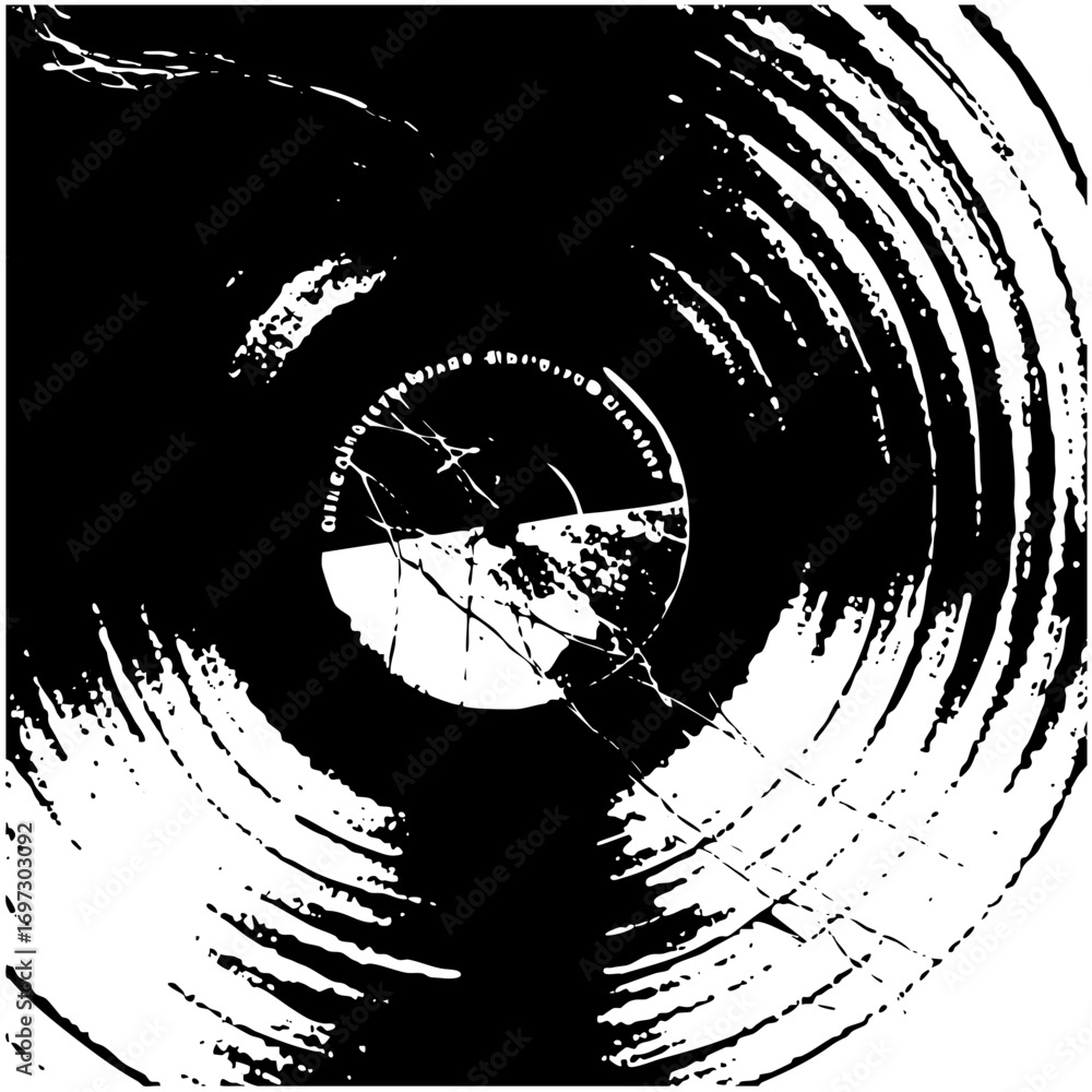 Poster vector abstract shattered circle with radial lines and fragmented clock .