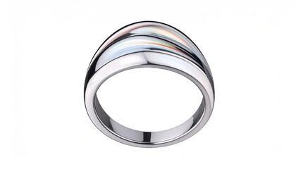 Silver Metal Ring with Curved Design and Ripple Texture