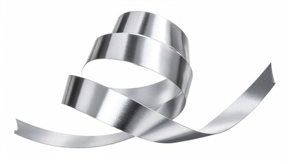 Silver Metallic Ribbon Helix Abstract Minimal Design