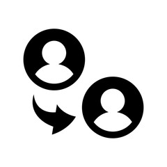 Conceptual icon of referral, recommendation, and user sharing, representing customer acquisition, peer-to-peer engagement, marketing, and network growth.
