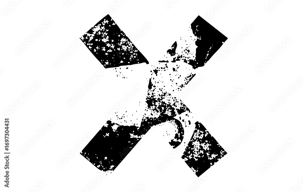 Poster vector distressed cross symbol with textured effect.