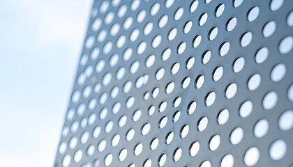 Silver Perforated Metal Sheet with Bokeh Background
