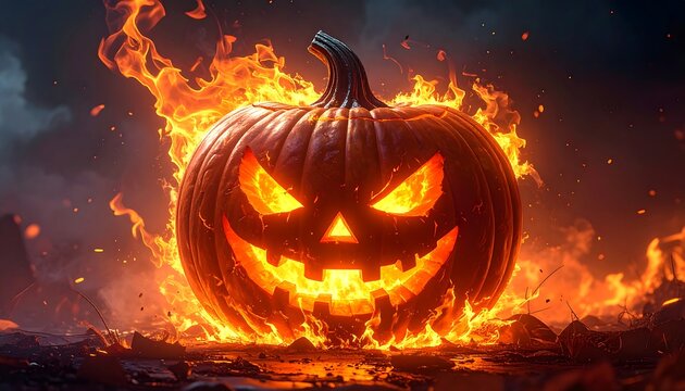 Fiery Halloween pumpkin