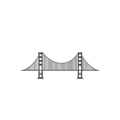 Fototapeta premium Golden gate bridge silhouette in black 