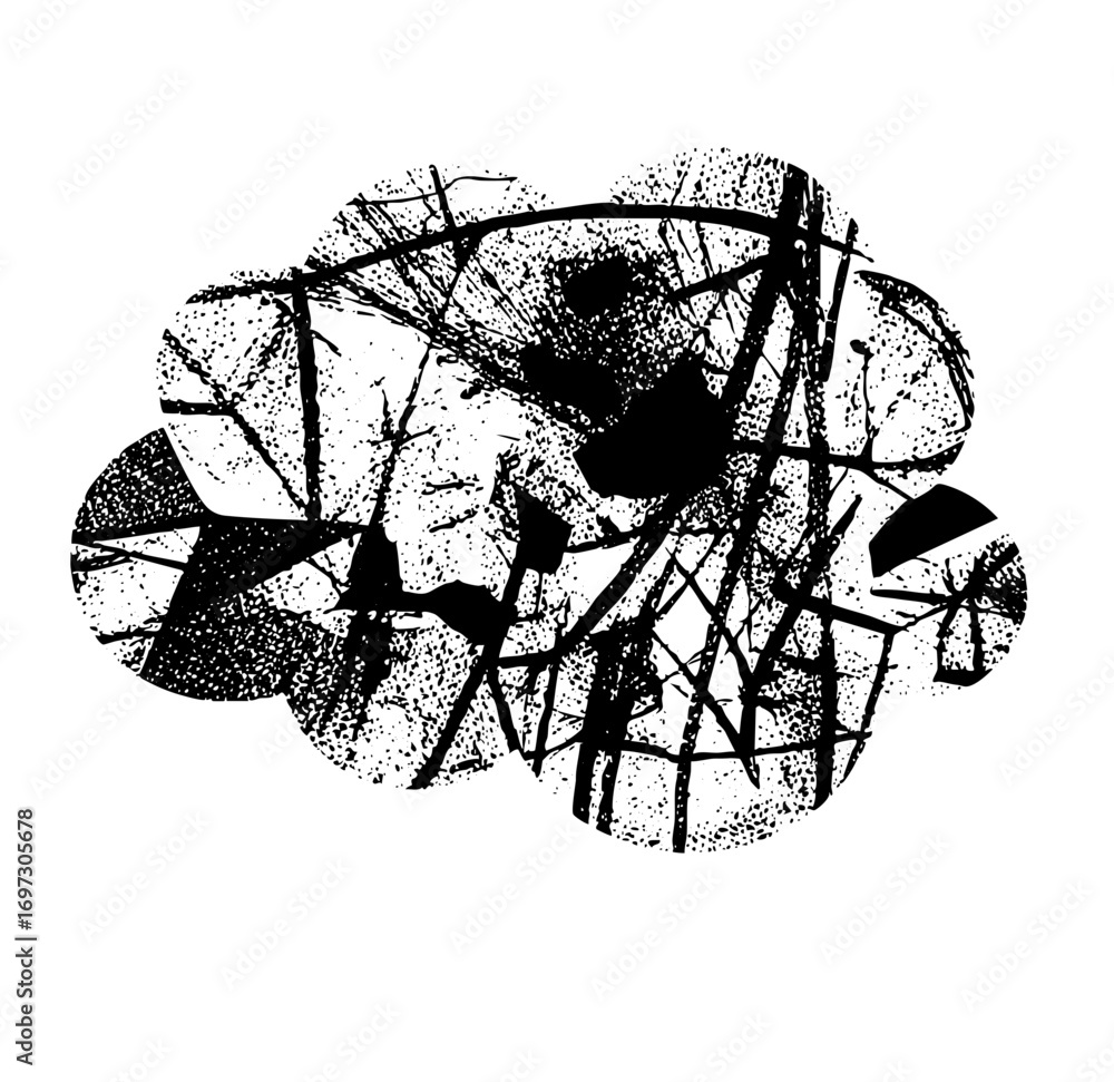 Poster vector abstract black linear with fragmented shapes and dynamic lines.