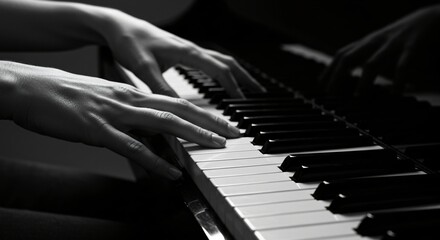 Graceful hand play on a classic grand piano