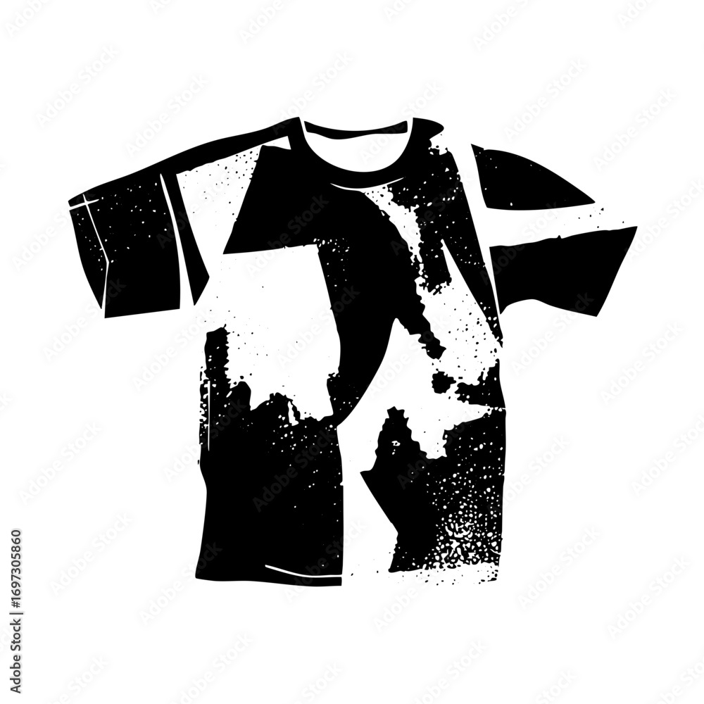 Poster vector distressed tee with fragmented shapes.