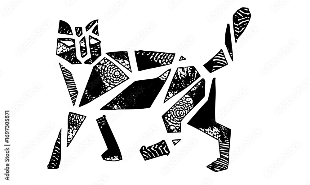 Poster vector abstract feline features geometric shapes and .
