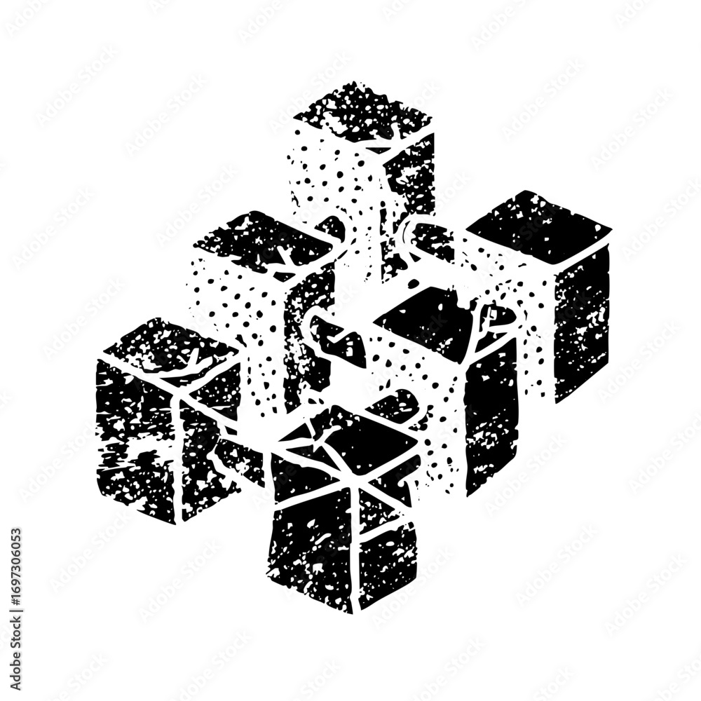Poster vector abstract isometric cubes construct a fragmented geometric .
