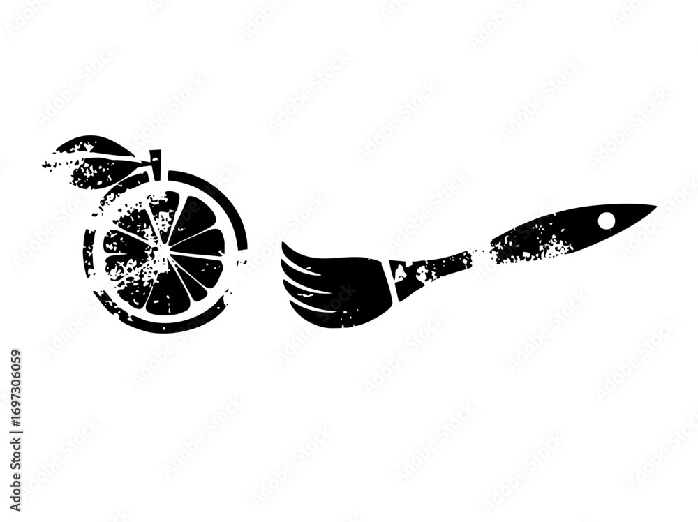 Poster vector citrus slice and utensil combination