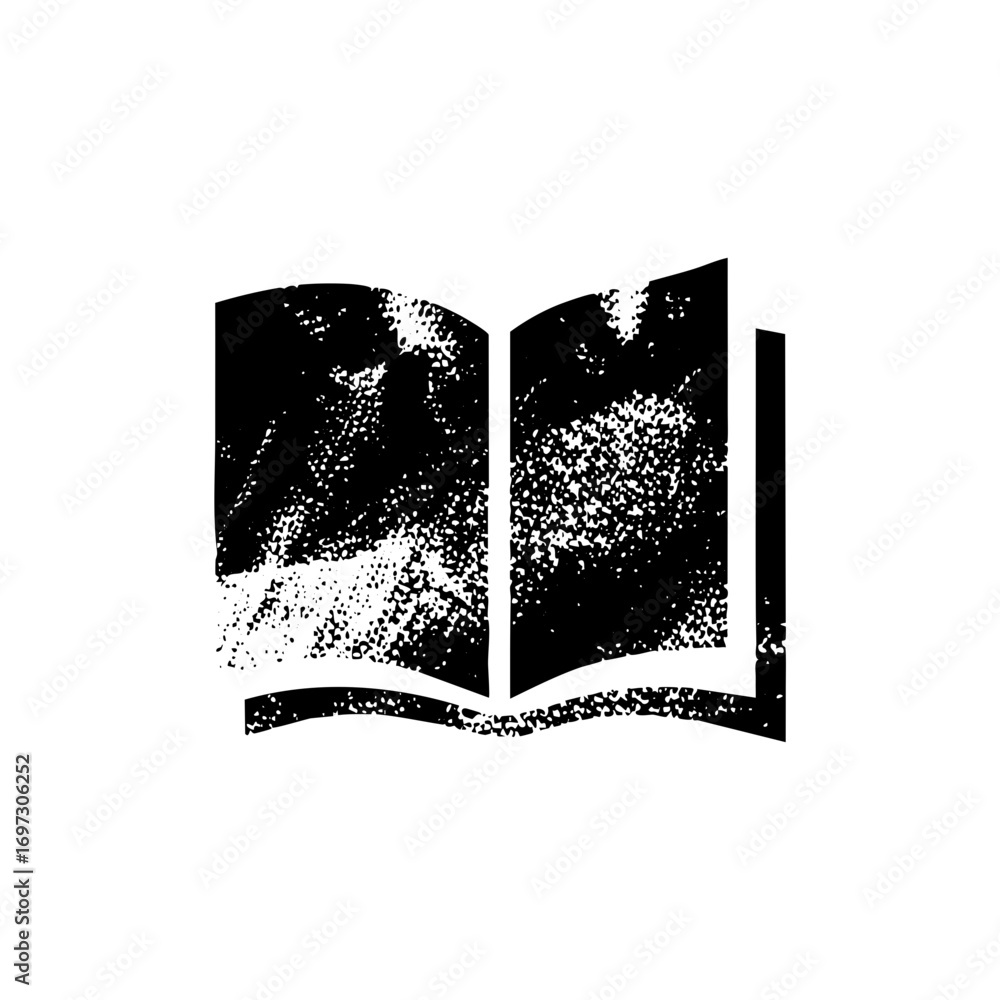 Poster vector detailed open book with textured pages.