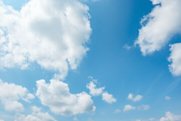 ふわふわした薄い雲と夏のようなさわやかな青空　風に流れる雲と美しい天気