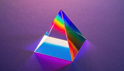 Rainbow Prism Triangle on Purple Background