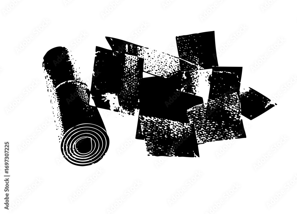 Aufkleber vector abstract fragmented shapes with a rolled element .